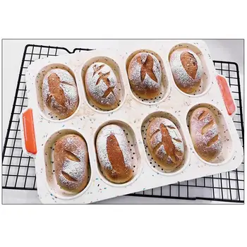 Muffin Pan Non-Stick 8-Votlini Silikonski Cupcake Pan Cupcake Plesni Plesni Kruh Bakeware Pan Pladenj Plesni Torta Dekoraterstvo Orodja Plesni